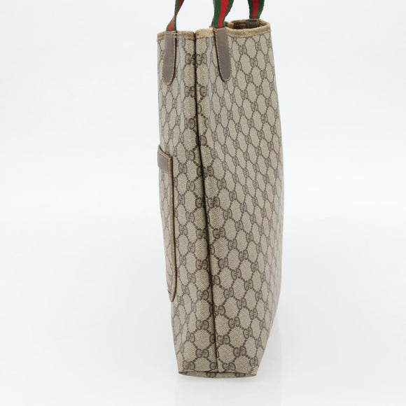 GUCCI GG Supreme Web Sherry Line Tragetasche PVC Beige Rot 39 02 003 Auth 180682