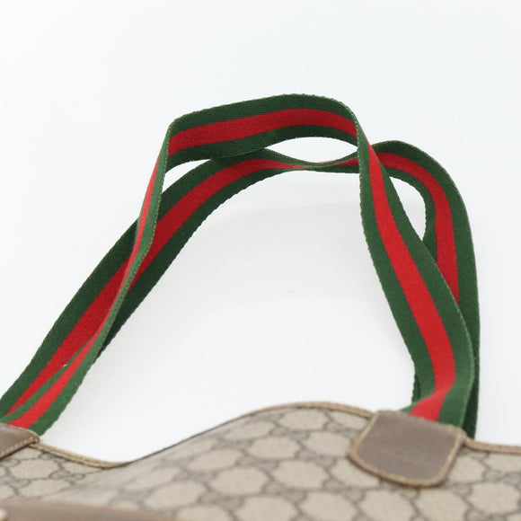 GUCCI GG Supreme Web Sherry Line Tragetasche PVC Beige Rot 39 02 003 Auth 180682