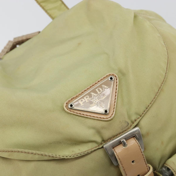 PRADA Rugzak Nylon Groen Zilver Auth 180684