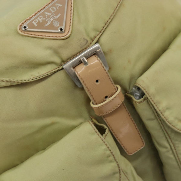 PRADA Rugzak Nylon Groen Zilver Auth 180684