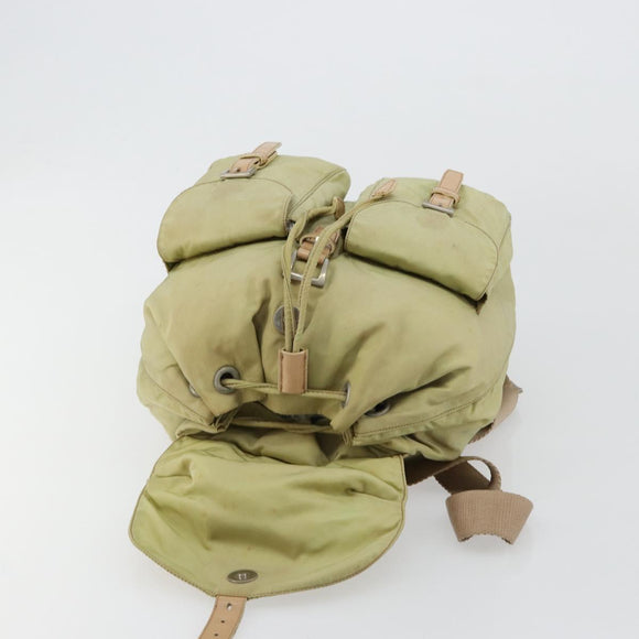 PRADA Rugzak Nylon Groen Zilver Auth 180684