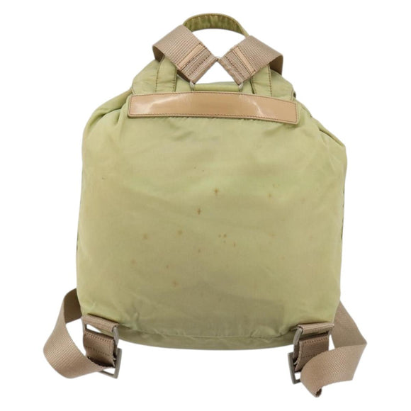 PRADA Rugzak Nylon Groen Zilver Auth 180684