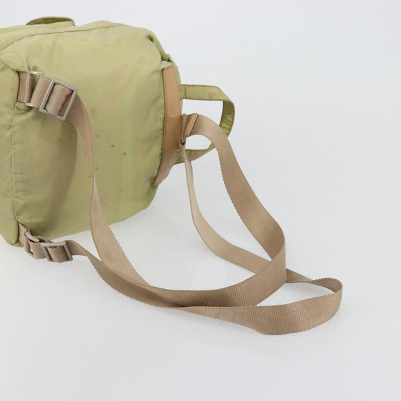 PRADA Rugzak Nylon Groen Zilver Auth 180684
