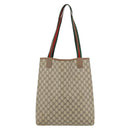 GUCCI GG Supreme Web Sherry Line Tote Bag PVC Beige Red 40 02 003 Auth 180686-3