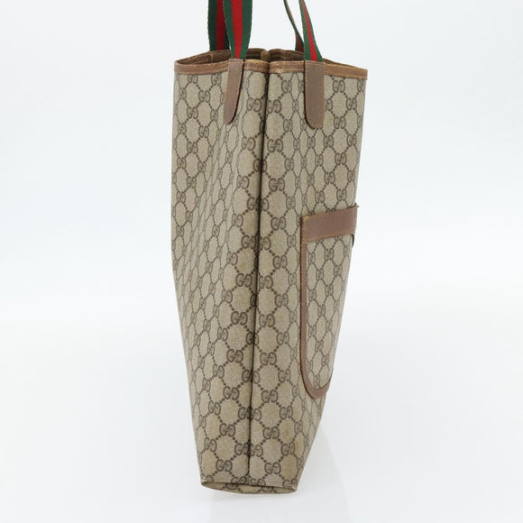 GUCCI GG Supreme Web Sherry Line Tote Bag PVC Beige Red 40 02 003 Auth 180686
