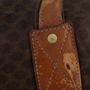 CELINE Macadam Canvas Boston Tasche PVC Leder Braun Gold Auth 180687-14