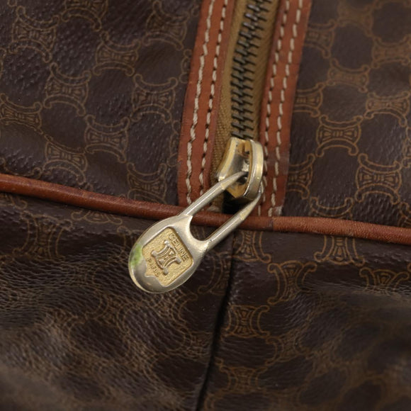 CELINE Macadam Canvas Boston Tasche PVC Leder Braun Gold Auth 180687