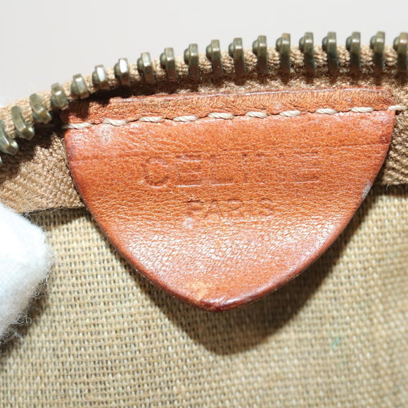 CELINE Macadam Canvas Boston Tasche PVC Leder Braun Gold Auth 180687