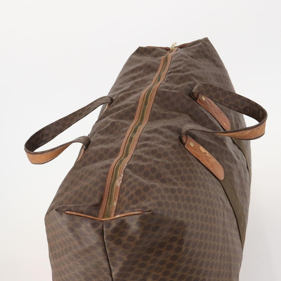 CELINE Macadam Canvas Boston Tasche PVC Leder Braun Gold Auth 180687