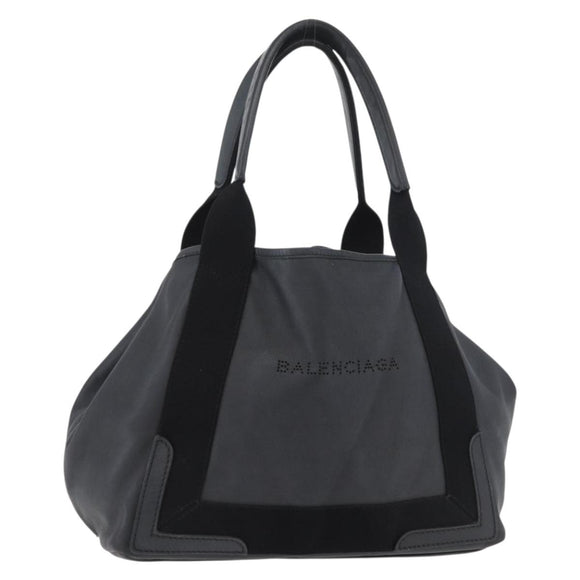 BALENCIAGA Navy Kabas S Tote Bag Leather Black Silver 339933 Auth 180690