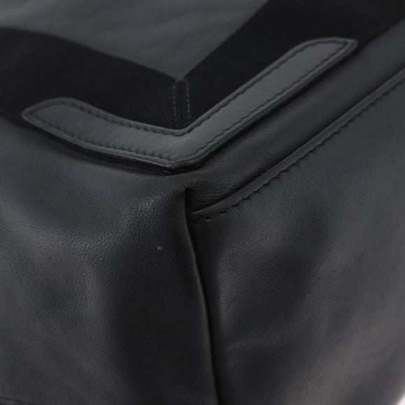BALENCIAGA Navy Kabas S Tote Bag Leather Black Silver 339933 Auth 180690