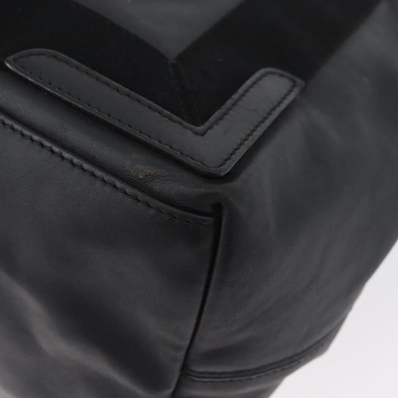 BALENCIAGA Navy Kabas S Tote Bag Leather Black Silver 339933 Auth 180690