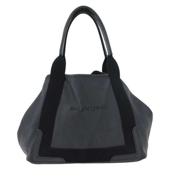 BALENCIAGA Navy Kabas S Tote Bag Leather Black Silver 339933 Auth 180690
