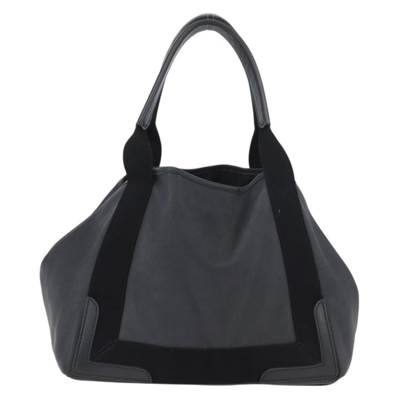 BALENCIAGA Navy Kabas S Tote Bag Leather Black Silver 339933 Auth 180690