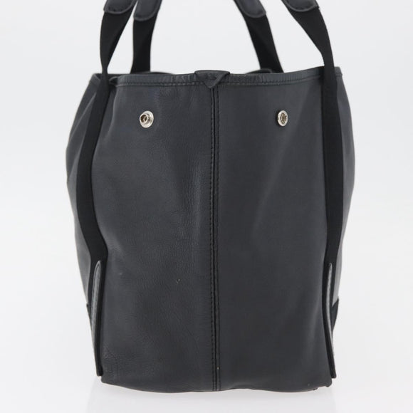 BALENCIAGA Navy Kabas S Tote Bag Leather Black Silver 339933 Auth 180690