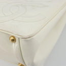 CHANEL Triple Coco Hand Bag Patent leather White CC Auth 180698-10