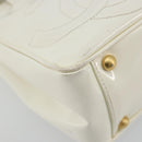 CHANEL Triple Coco Hand Bag Patent leather White CC Auth 180698-11