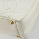 CHANEL Triple Coco Hand Bag Patent leather White CC Auth 180698-12