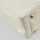 CHANEL Triple Coco Hand Bag Patent leather White CC Auth 180698-13
