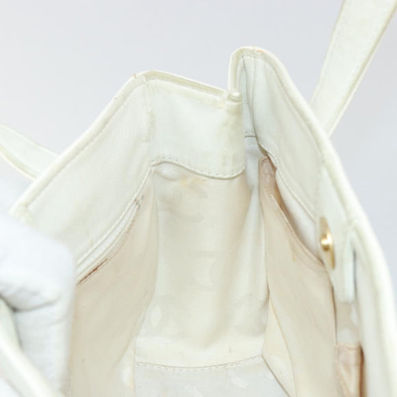 CHANEL Triple Coco Hand Bag Patent leather White CC Auth 180698