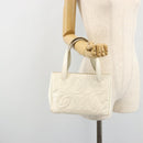 CHANEL Triple Coco Hand Bag Patent leather White CC Auth 180698-24