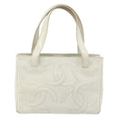 CHANEL Triple Coco Hand Bag Patent leather White CC Auth 180698-3
