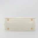 CHANEL Triple Coco Hand Bag Patent leather White CC Auth 180698-9