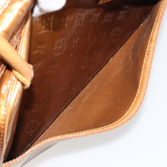 LOUIS VUITTON Monogram Vernis Tompkins Square Bag Bronze M91103 LV Auth 180705