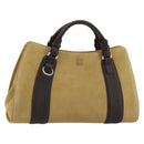 LOEWE Anagram Hand Bag Suede Beige Gold Auth 180719A-1