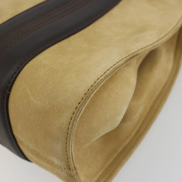 LOEWE Anagram Hand Bag Suede Beige Gold Auth 180719A