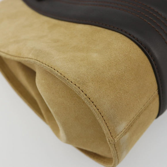 LOEWE Anagram Hand Bag Suede Beige Gold Auth 180719A
