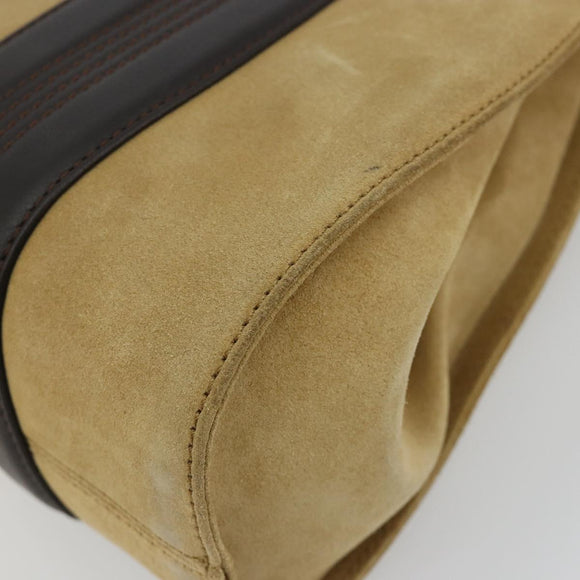 LOEWE Anagram Hand Bag Suede Beige Gold Auth 180719A