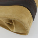 LOEWE Anagram Hand Bag Suede Beige Gold Auth 180719A-16