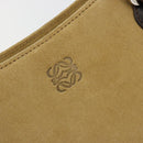 LOEWE Anagram Hand Bag Suede Beige Gold Auth 180719A-18