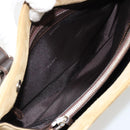 LOEWE Anagram Hand Bag Suede Beige Gold Auth 180719A-11