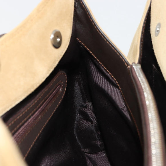 LOEWE Anagram Hand Bag Suede Beige Gold Auth 180719A