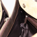 LOEWE Anagram Hand Bag Suede Beige Gold Auth 180719A-20