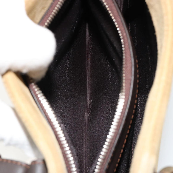 LOEWE Anagram Hand Bag Suede Beige Gold Auth 180719A