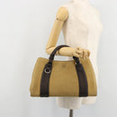 LOEWE Anagram Hand Bag Suede Beige Gold Auth 180719A-26