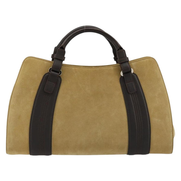 LOEWE Anagram Hand Bag Suede Beige Gold Auth 180719A
