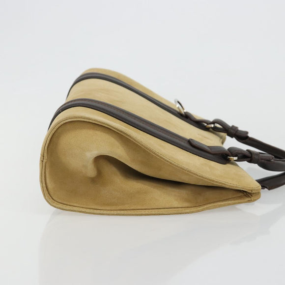 LOEWE Anagram Hand Bag Suede Beige Gold Auth 180719A