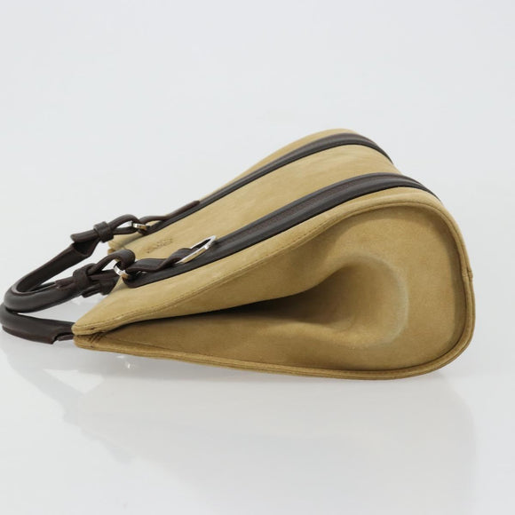 LOEWE Anagram Hand Bag Suede Beige Gold Auth 180719A