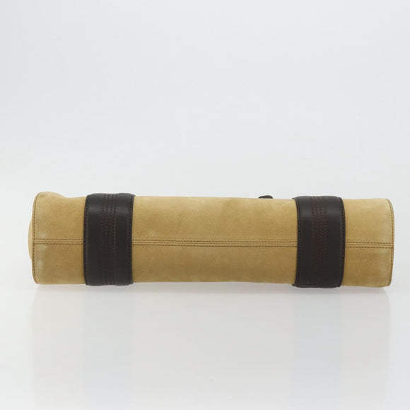 LOEWE Anagram Hand Bag Suede Beige Gold Auth 180719A