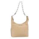 GUCCI Chain Shoulder Bag Leather Beige Silver Auth 180723-1
