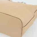 GUCCI Chain Shoulder Bag Leather Beige Silver Auth 180723-15