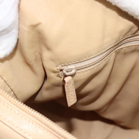 GUCCI Chain Shoulder Bag Leather Beige Silver Auth 180723