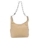 GUCCI Chain Shoulder Bag Leather Beige Silver Auth 180723-13