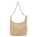 GUCCI Chain Shoulder Bag Leather Beige Silver Auth 180723-2
