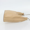 GUCCI Chain Shoulder Bag Leather Beige Silver Auth 180723-4