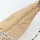 GUCCI Chain Shoulder Bag Leather Beige Silver Auth 180723-6